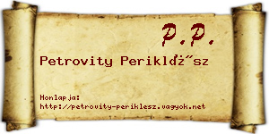 Petrovity Periklész névjegykártya